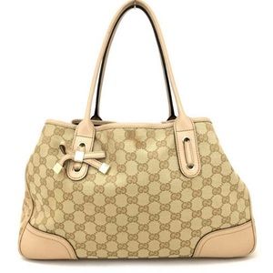 Auth GUCCI GG Logo Pattern Canvas Tote Bag